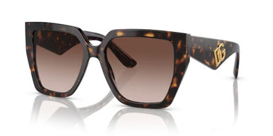 Dolce Gabbana 2025 NEW Model DG4438 502/13 Woman Sunglasses Havana Brown Acetate with Brown Gradient Lenses