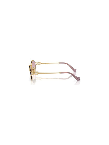 Miu Miu MU 52YS 5AK06S Oval Sunglasses Gold Frame with Pink Lenses