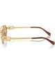 Miu Miu MU 54ZS 5AK40D Oval Double Bridge Metal Sunglasses Gold Frame with Gold Mirror Lenses