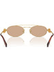 Miu Miu MU 54ZS 5AK40D Oval Double Bridge Metal Sunglasses Gold Frame with Gold Mirror Lenses