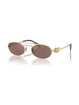 Miu Miu MU 54ZS ZVN70D Oval Double Bridge Metal Sunglasses Gold Frame with Brown Lenses