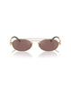 Miu Miu MU 54ZS ZVN70D Oval Double Bridge Metal Sunglasses Gold Frame with Brown Lenses
