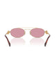 Miu Miu MU 54ZS ZVN50D Oval Double Bridge Metal Sunglasses Gold Frame with Pink Lenses