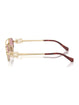 Miu Miu MU 54ZS ZVN50D Oval Double Bridge Metal Sunglasses Gold Frame with Pink Lenses
