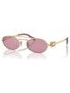 Miu Miu MU 54ZS ZVN50D Oval Double Bridge Metal Sunglasses Gold Frame with Pink Lenses