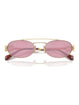 Miu Miu MU 54ZS ZVN50D Oval Double Bridge Metal Sunglasses Gold Frame with Pink Lenses