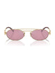 Miu Miu MU 54ZS ZVN50D Oval Double Bridge Metal Sunglasses Gold Frame with Pink Lenses