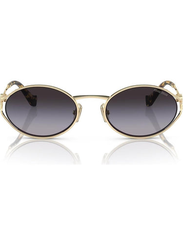 Miu Miu MU 52YS ZVN5D1 Oval Sunglasses Gold Frame with Black Gradient Lenses