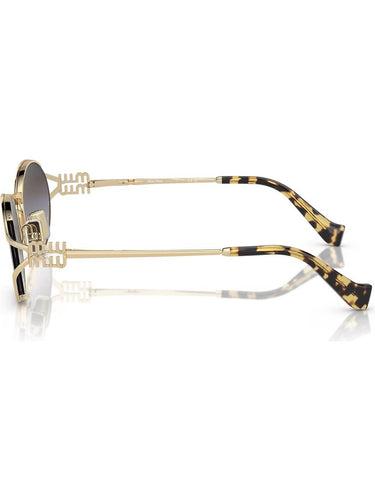 Miu Miu MU 52YS ZVN5D1 Oval Sunglasses Gold Frame with Black Gradient Lenses