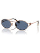 Miu Miu MU 52YS ZVF1V1 Oval Sunglasses Rose Gold Frame with Blue Lenses