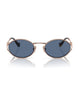 Miu Miu MU 52YS ZVF1V1 Oval Sunglasses Rose Gold Frame with Blue Lenses