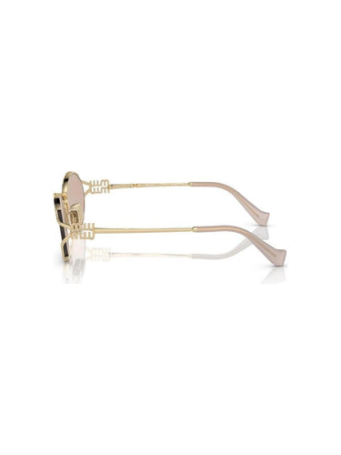 Miu Miu MU 52YS ZVN20F Oval Sunglasses Gold Frame with Pink Mirror Lenses