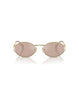 Miu Miu MU 52YS ZVN20F Oval Sunglasses Gold Frame with Pink Mirror Lenses