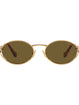 Miu Miu MU 52YS 7OE01T Oval Sunglasses Gold Frame with Brown Lenses