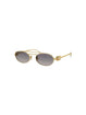 Miu Miu MU 54ZS 5AK30C Oval Double Bridge Metal Sunglasses Gold Frame with Grey Gradient Lenses