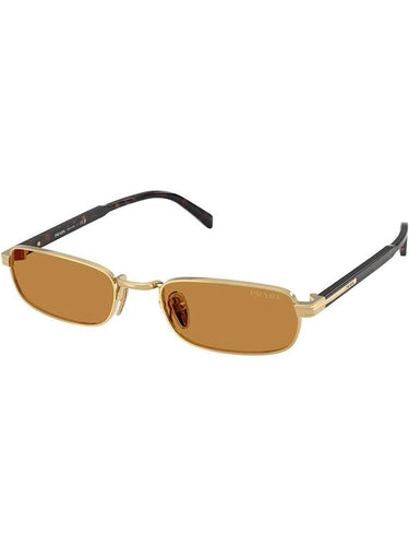 Prada PR B54S 5AK50P Unisex Rectangular Metal Gold Sunglass with Brown Lenses