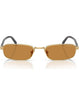 Prada PR B54S 5AK50P Unisex Rectangular Metal Gold Sunglass with Brown Lenses