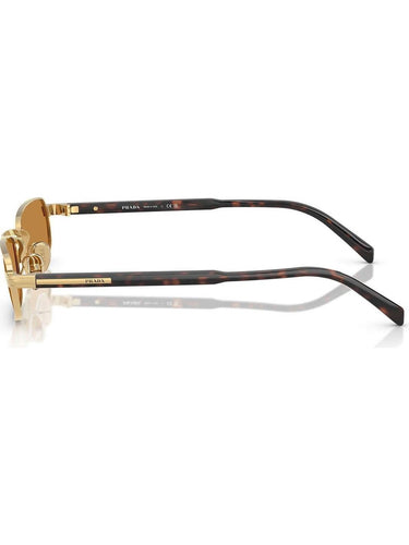 Prada PR B54S 5AK50P Unisex Rectangular Metal Gold Sunglass with Brown Lenses