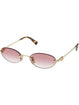 Miu Miu MU A54S ZVN70O Oval Rimless Sunglasses Gold Frame with Pink Gradient Lenses
