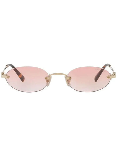 Miu Miu MU A54S ZVN70O Oval Rimless Sunglasses Gold Frame with Pink Gradient Lenses