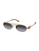 Miu Miu MU 54ZS 7OE5D1 Oval Double Bridge Metal Sunglasses Rose Gold Frame with GreyGradient