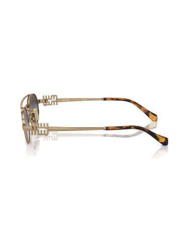 Miu Miu MU 54ZS 7OE5D1 Oval Double Bridge Metal Sunglasses Rose Gold Frame with GreyGradient