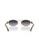 Miu Miu MU 54ZS 7OE5D1 Oval Double Bridge Metal Sunglasses Rose Gold Frame with GreyGradient