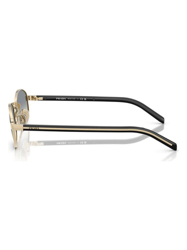 Prada PR B53S ZVN02C Unisex Oval Metal Gold Sunglass with Black Details