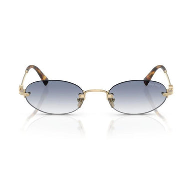 Miu Miu MU A54S ZVN80O Oval Rimless Sunglasses Gold Frame with Blue Gradient Lenses