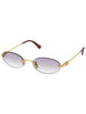 Miu Miu MU A54S 5AK04O Oval Rimless Sunglasses Gold Frame with Grey Gradient Lenses