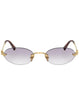 Miu Miu MU A54S 5AK04O Oval Rimless Sunglasses Gold Frame with Grey Gradient Lenses