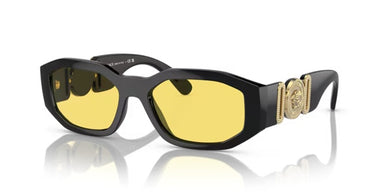 Versace BIGGIE VE4361 GB1/85 Unisex Sunglasses Black Acetate with Yellow Lenses