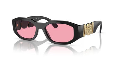 Versace BIGGIE VE4361 GB1/84 Unisex Sunglasses Black Acetate with Light Pink Lenses
