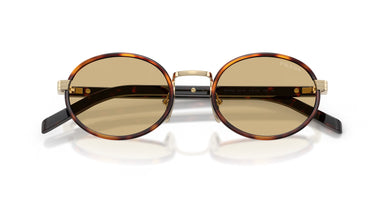 Prada NEW ROUND MODEL PR B56S 21E10R Unisex Round Metal Acetat Sunglass Havana Brown