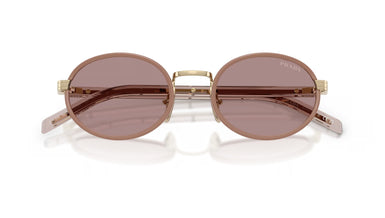 Prada NEW ROUND MODEL PR B56S 24E20I Unisex Round Metal Acetate Sunglass Light Brown