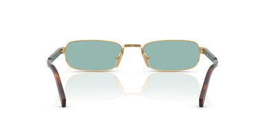 Prada PR B54S 5AK40K Unisex Rectangular Metal Gold Sunglass with Green Lenses