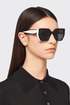 Prada PR 15WS 09Q5S0 Woman Sunglasses Black Frame with White Temples