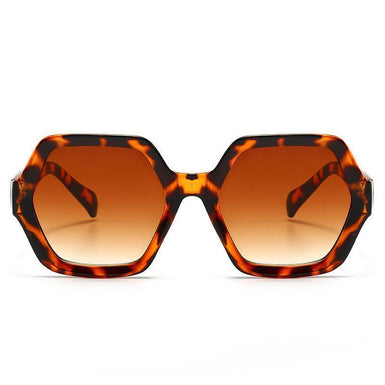 UV400 Hexagonal Woman Fashion Sunglasses Sanches Eyewear Havana Frame Brown Gradient Lens PK01-CLK05