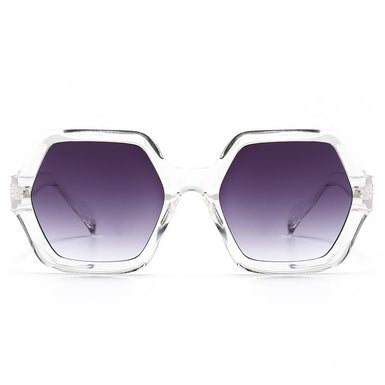UV400 Hexagonal Woman Fashion Sunglasses Sanches Eyewear Crystal Frame Black Gradient Lens PK01-CLK04