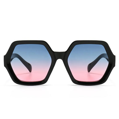 UV400 Hexagonal Woman Fashion Sunglasses Sanches Eyewear Black Frame  Blue Pink Gradient Lens PK01-CLK03