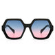 UV400 Hexagonal Woman Fashion Sunglasses Sanches Eyewear Black Frame  Blue Pink Gradient Lens PK01-CLK03