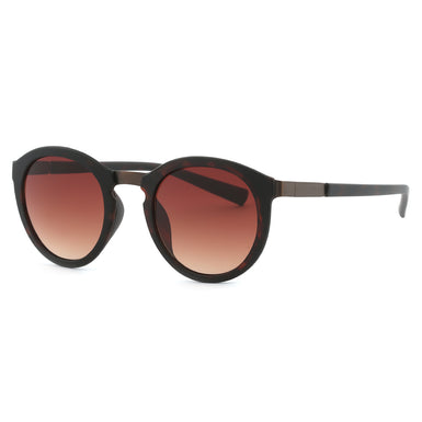 Round Fashion Sunglasses Sanches Eyewear Mat Brown Frame with Brown Gradient Lens UV400