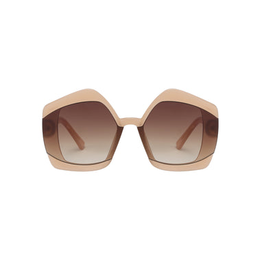 UV400 Woman Fashion  Irregular Shape Sunglasses Sanches Eyewear Beige Frame Brown Gradient Lens PK08-PRD02