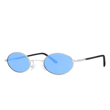 Polarized Oval Sunglasses Sanches 6005 Silver Eyewear Blue Lenses