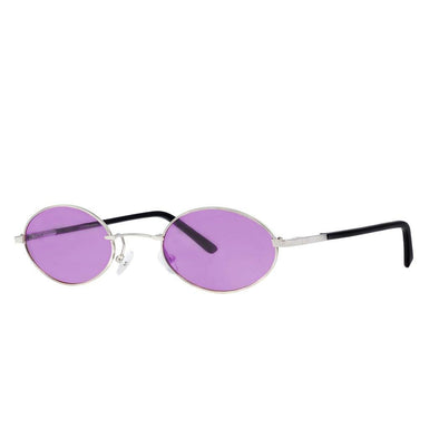 Polarized Oval Sunglasses Sanches 6005 Silver Eyewear Purple Lenses