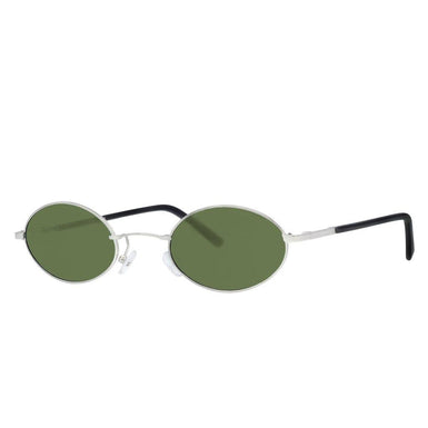 Polarized Oval Sunglasses Sanches 6005 Silver Eyewear Green Lenses