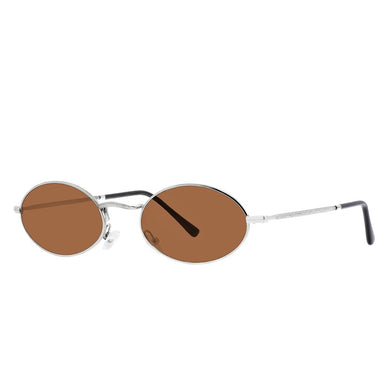 Super Vintage Polarized Oval Sunglasses Sanches Lilly Silver Eyewear Brown Lenses