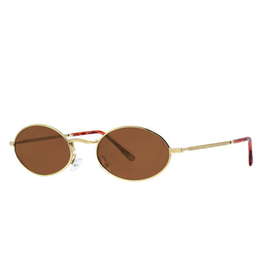 Super Vintage Polarized Oval Sunglasses Sanches Lilly Gold Eyewear Brown Lenses