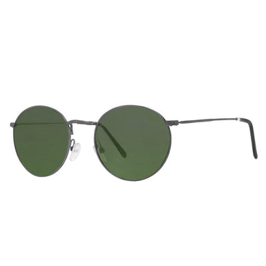 Polarized Round Sunglasses Sanches Retro Eyewear Smoked Grey Frame Green Lenses
