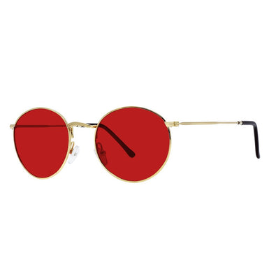 Polarized Round Sunglasses Sanches Retro Eyewear Gold Frame Red Lenses
